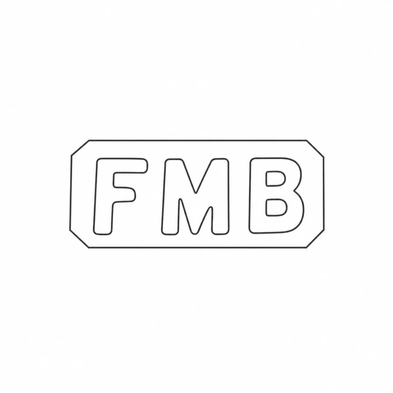 Frances Madeline Bell: F M B left-to-right inside the visibly chamfered rectangular cartouche; line reconstruction.