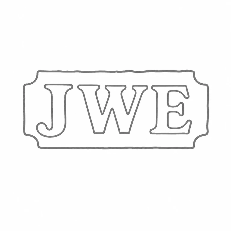 J W Evans & Sons Ltd: JWE left-to-right inside the single notched rectangular cartouche; line reconstruction.