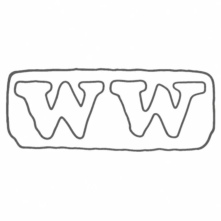 William Webb: The two W characters and horizontal enclosing cartouche are retained in their source order; line reconstruction.