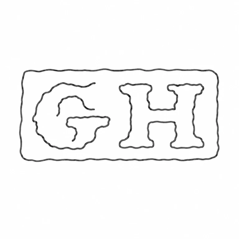 G H: The two photographed characters are retained left-to-right inside the same single rectangular punch. The first character's open rounded body and crossbar feature, and the second character's paired uprights with crossbar, follow the visible source forms without extra content. line reconstruction.