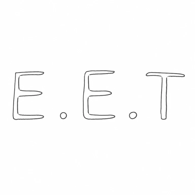 E E T: E dot E dot T remains upright and left-to-right with no cartouche added; line reconstruction.