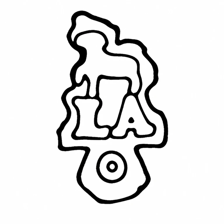 George Lambe: The stacked monogram, irregular outer silhouette, and lower circular terminal retain the source's upright arrangement. line reconstruction.