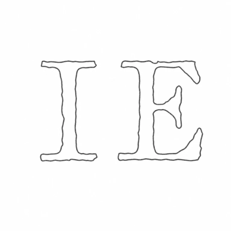 Innocent Ekins: The unbordered I and E serif letters are reconstructed in the observed left-to-right arrangement; line reconstruction.