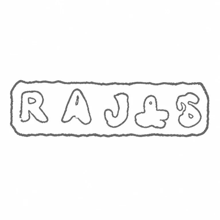 R A Jones & Sons Ltd: The horizontal plate and all five visible monogram components retain their left-to-right sequence and characteristic forms. line reconstruction.