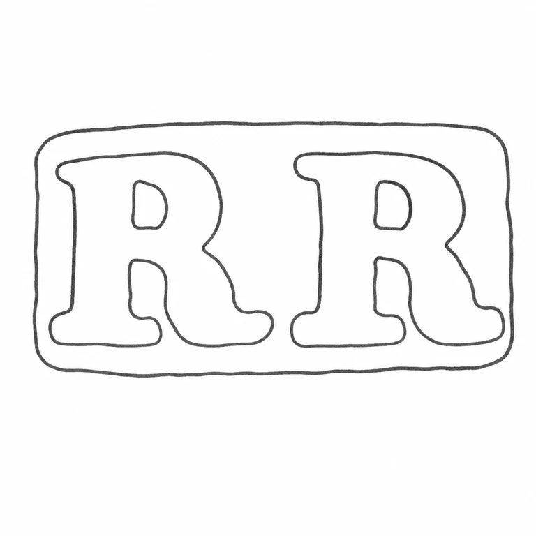 Richard Rugg I: The paired R R lettering and its rectangular enclosing punch in reading order; line reconstruction.