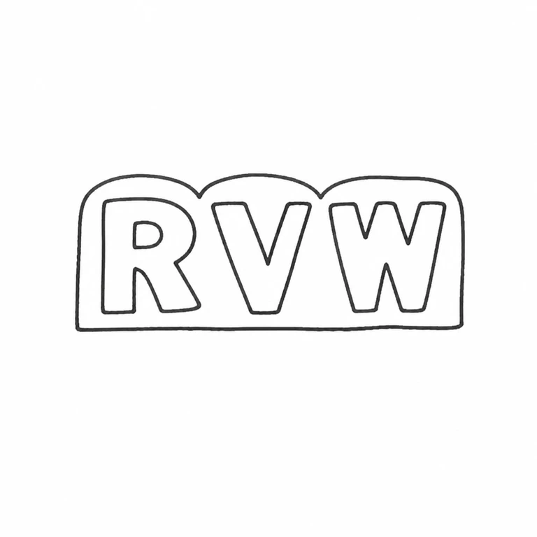 R V W: R V W three-cusped top outline with straight base are retained; line reconstruction.