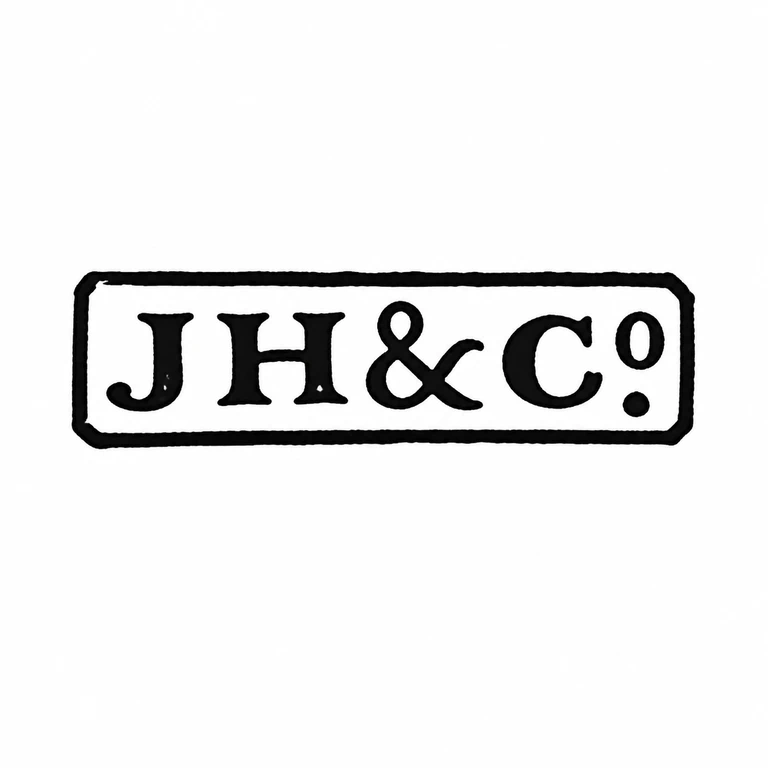 James Howden & Co: The rectangular cartouche and uninterrupted left-to-right sequence of paired initials, ampersand, and terminal abbreviated form are preserved. line reconstruction.