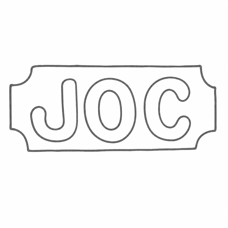 Judith Oriole Craven: J-O-C rectangular cartouche with concave side shoulders left to right; line reconstruction.