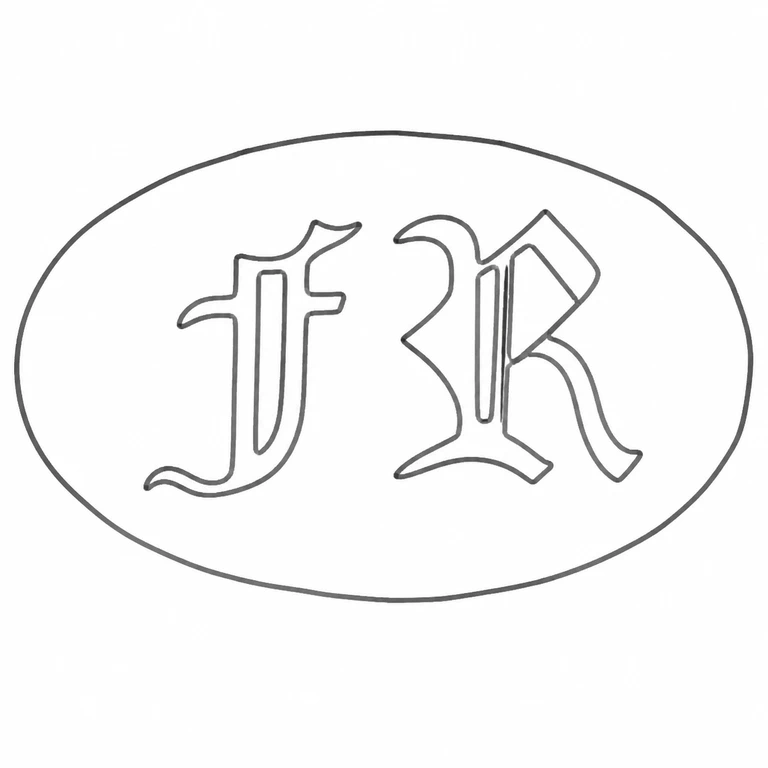 Fletcher Robinson Ltd: Oval cartouche preserves the two ornate source letters in their left-to-right arrangement; line reconstruction.