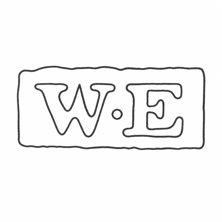 William Edwards: W.E. and its rectangular enclosure are retained in source order; line reconstruction.