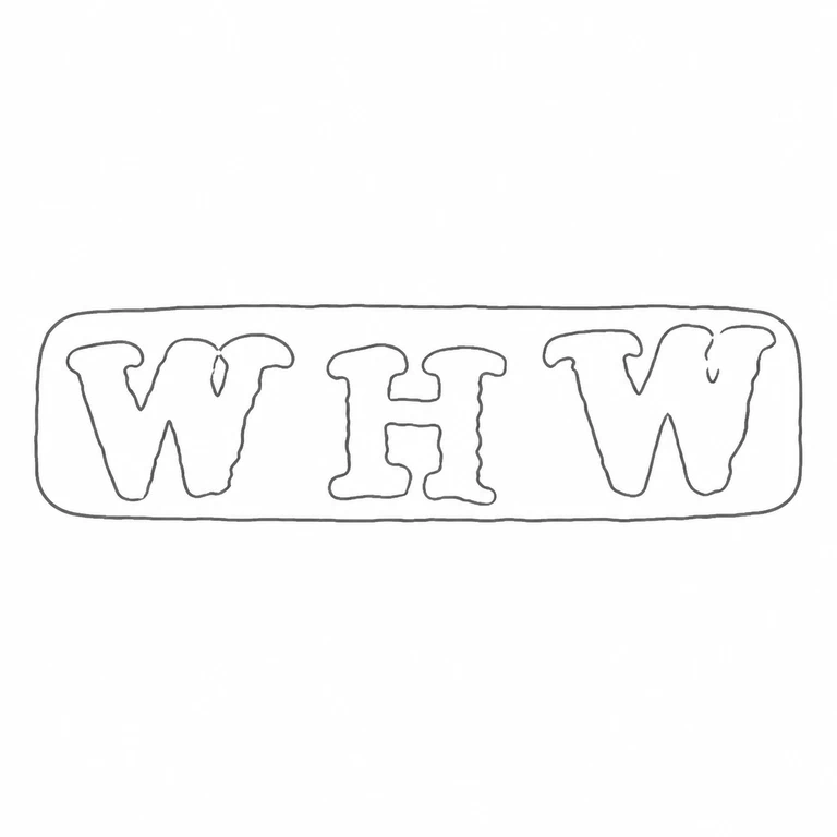 W H Webber & Co (Walter Henry Webber): The rounded horizontal cartouche and three large upright letterforms are retained in the original order; the middle letter remains narrower between the two broad outer forms. line reconstruction.
