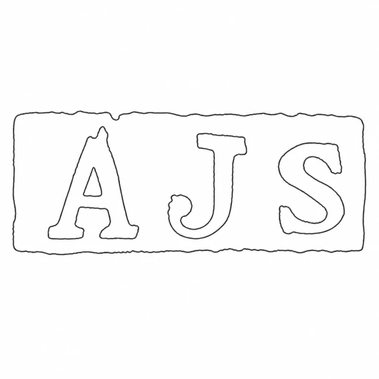 Arthur Johnson Smith: AJS remains upright, left-to-right, inside the long rectangular cartouche; line reconstruction.