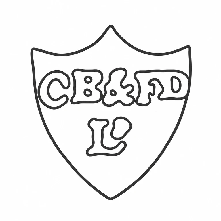 Constantine & Floyd: Shield cartouche, two lines of compact relief lettering, and their left-to-right arrangement are retained; the pointed lower shield and scalloped upper contour are source-supported. line reconstruction.