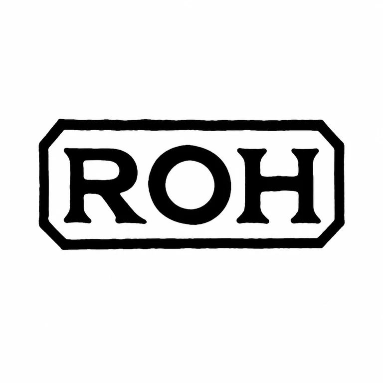Reynell Oswald Huyshe: The clipped-corner border and three large upright letterforms are preserved in the visible source order without added marks. line reconstruction.