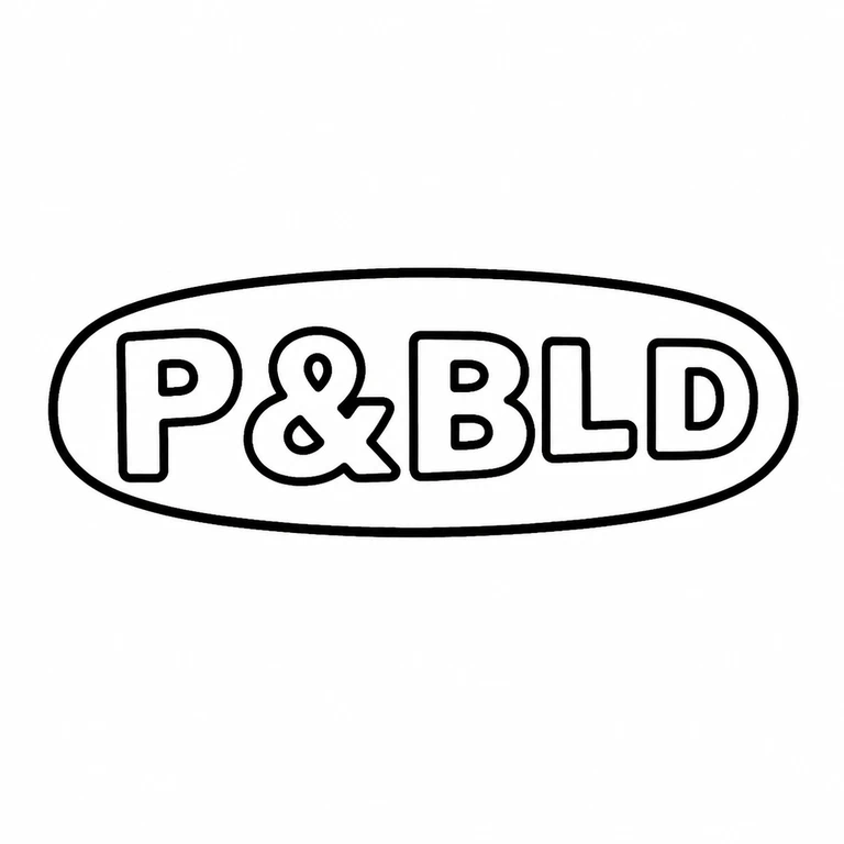 Padgett & Braham Ltd: The oval boundary and left-to-right P, ampersand, B, L, D sequence are retained, including the visible ampersand and compact block-letter…; line reconstruction.