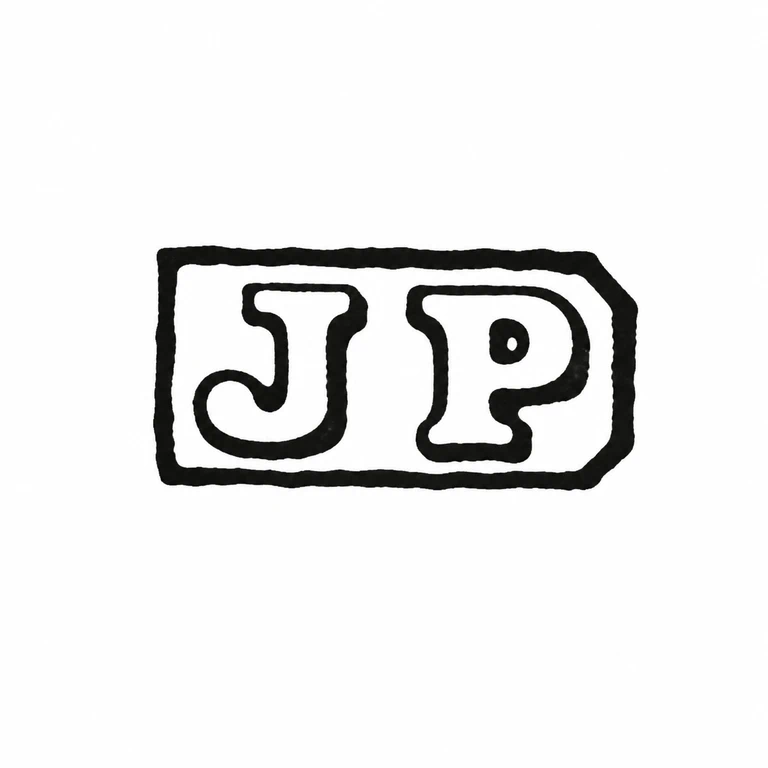 Mark reading Two large initials and their enclosing clipped-corner cartouche are retained without added symbols; line reconstruction