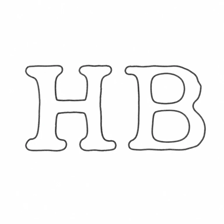 Henry Buckland: The unbordered HB initials are retained in their source reading direction with no extra devices; line reconstruction.