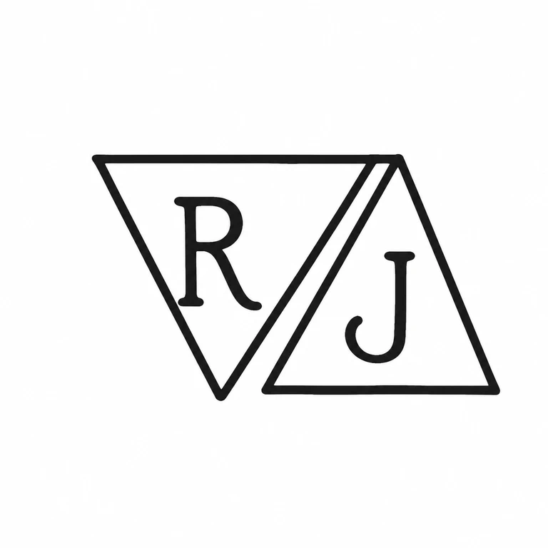 Rebecca Anne Johnson: The two triangle compartments, diagonal overlap, and the left-to-right letter placement are retained without reversal. line reconstruction.