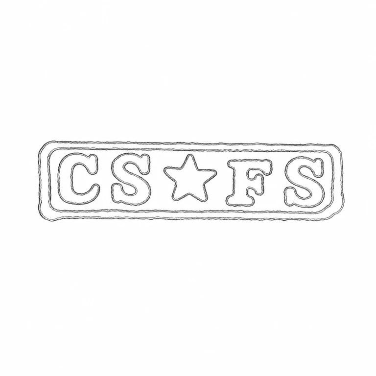 Cornelius Desormeaux Saunders & James Francis Hollings (Frank) Shepherd: CS, central five-point star, FS, and nested rectangular borders are retained left-to-right; line reconstruction.