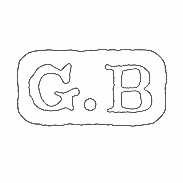 George Bedingham: Single horizontal cartouche, two character forms, and intervening dot are retained in the source's orientation and spacing. line reconstruction.