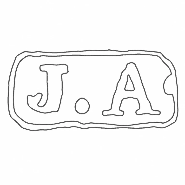 James Allen: J-dot-A double outlined elongated punch retain their visible arrangement and orientation; line reconstruction.