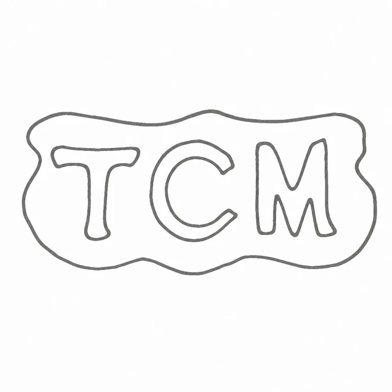T C M: Wavy cartouche and TCM lettering remain in the visible source order; line reconstruction.