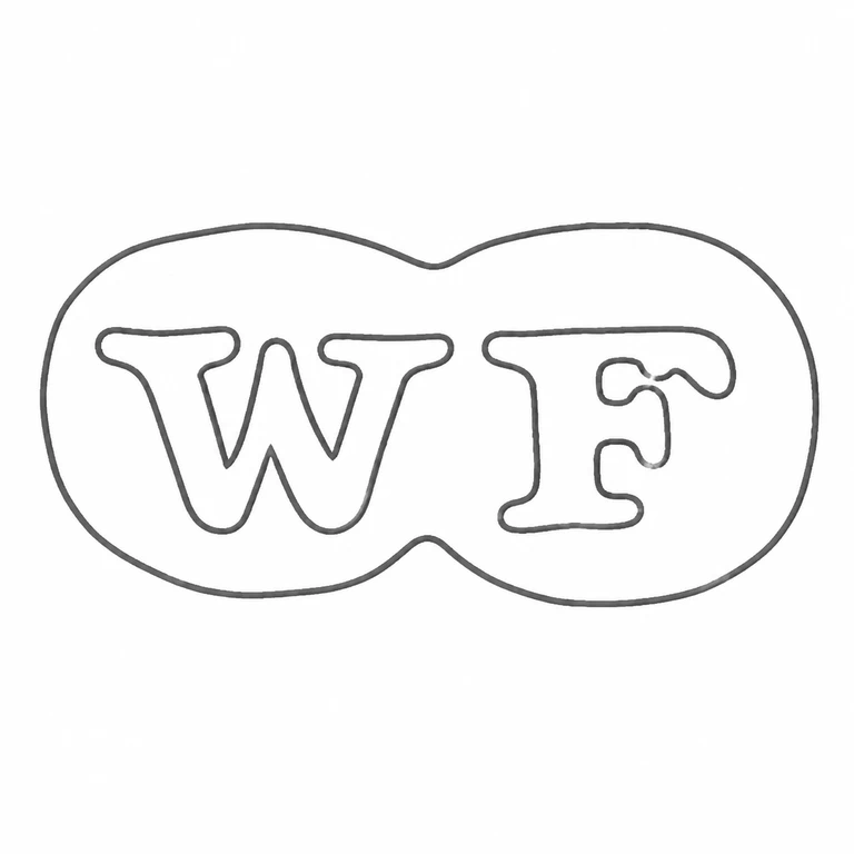 William Fountain: WF is retained left-to-right in the joined double-lobed outline; line reconstruction.
