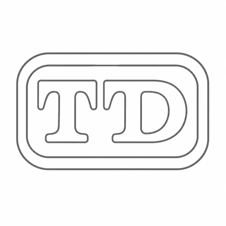 Thomas Death: The two initials and the nested rounded rectangular cartouche remain upright and left-to-right. line reconstruction.