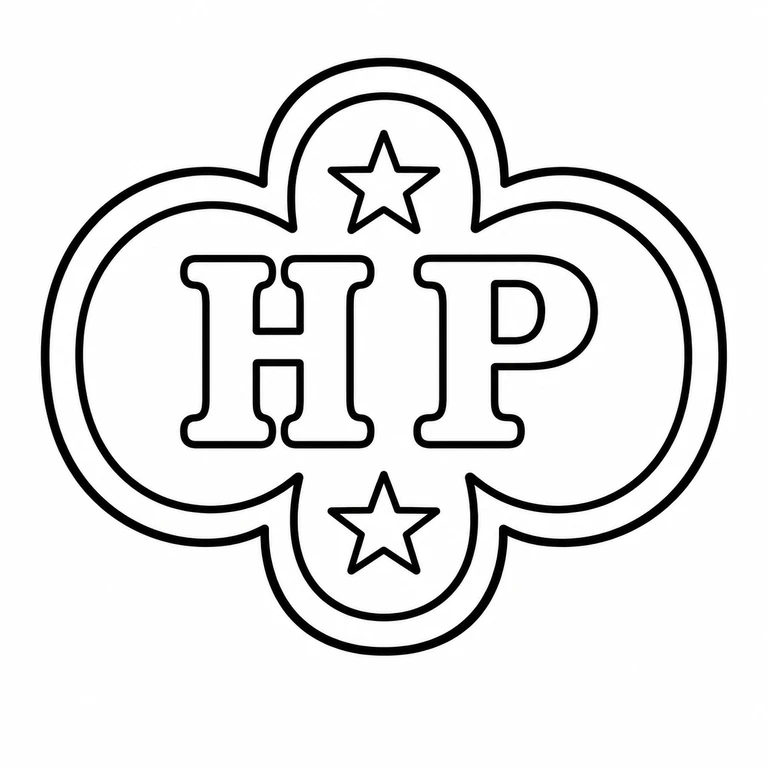 H Phillips: The four-lobed double-outline cartouche, paired central initials, and one five-point star in each vertical lobe are retained in the source orientation. line reconstruction.