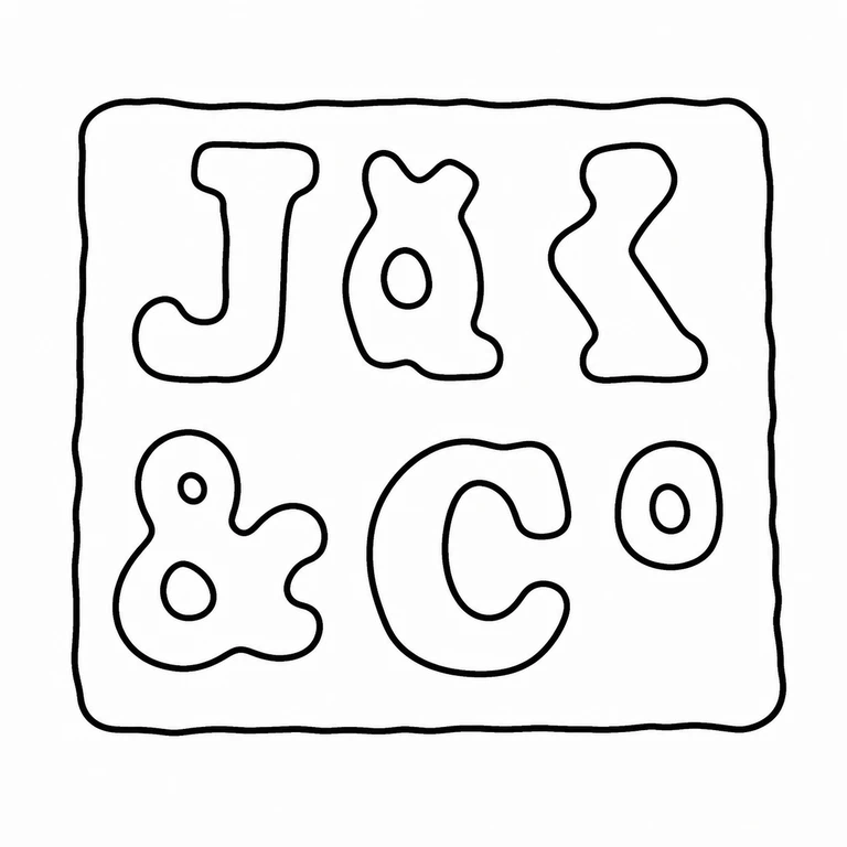 James Kirkby & Co (James Kirkby, Joseph Waterhouse & John Hodgson): The source's two stacked rows of marks, including the central joining sign and final abbreviation, are retained in the same order within the enclosing field. line reconstruction.