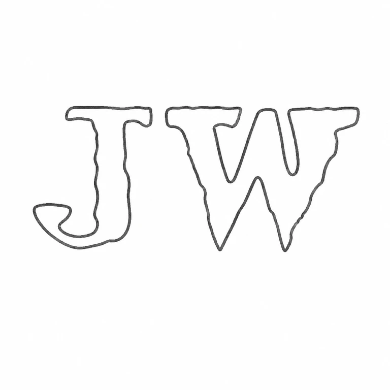 Mark reading The two large initials retain their left-to-right arrangement and visible serif-like silhouette without added surround; line reconstruction