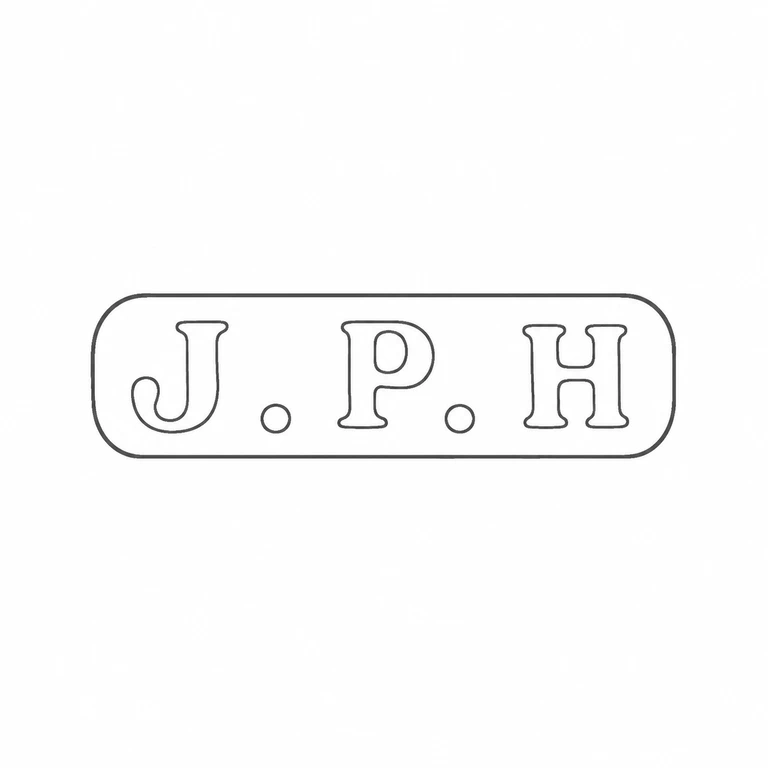John Price Hunt: J dot P dot H is reproduced left-to-right in the rounded rectangular cartouche visible in the source; line reconstruction.