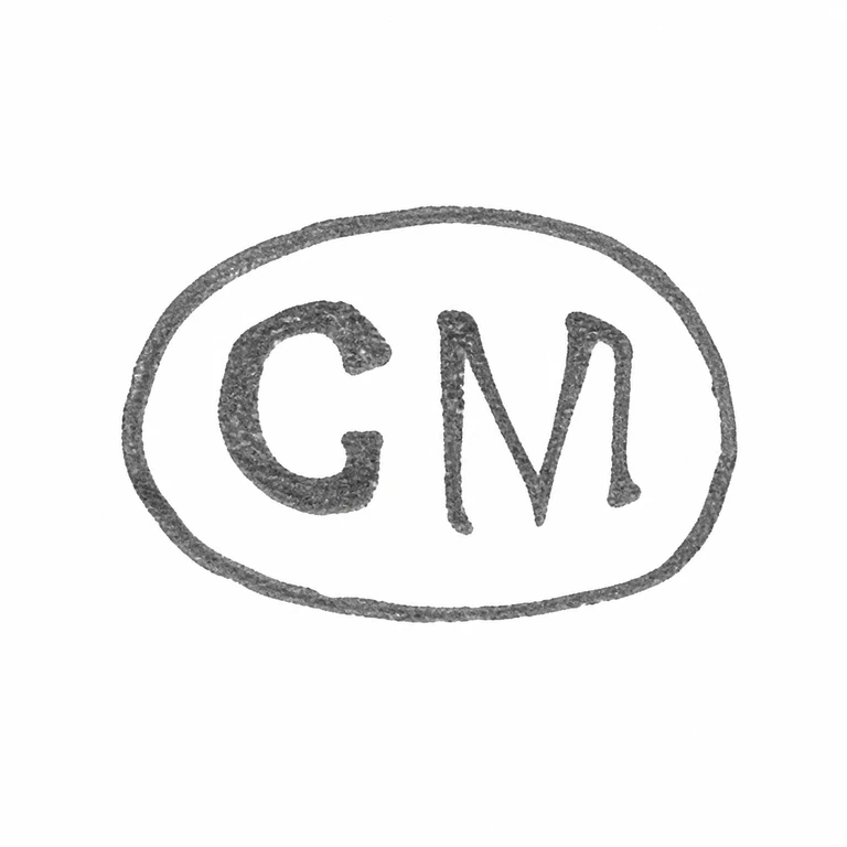 Charles Maas & Co: Oval cartouche and two source-visible initials are reconstructed with their left-to-right order and open letter forms retained. line reconstruction.