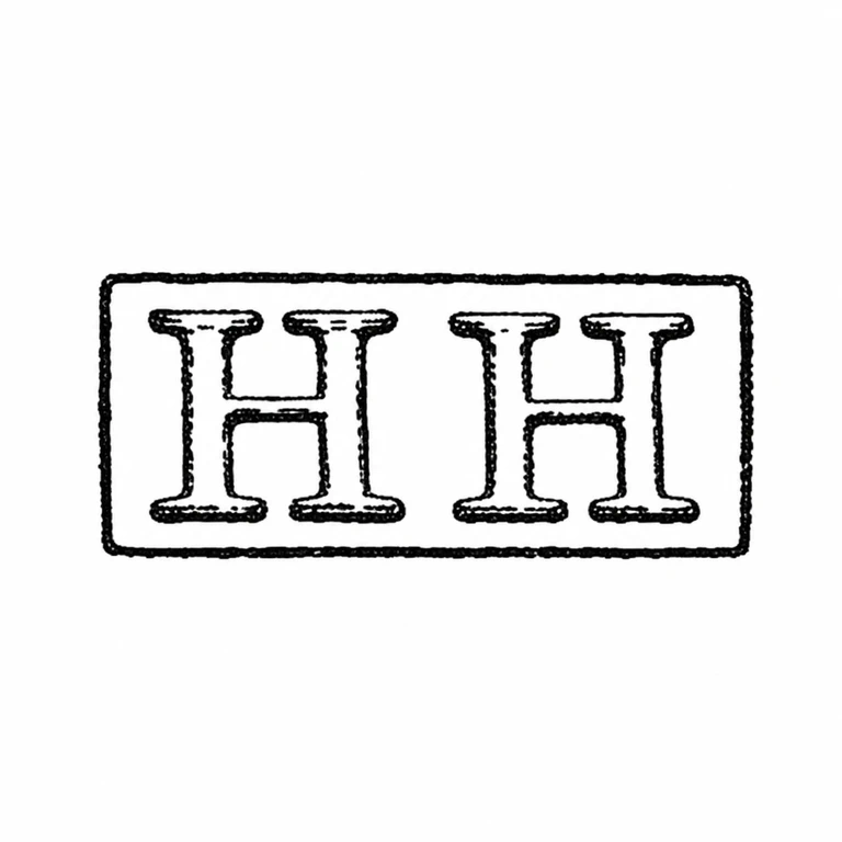 Mark reading Paired upright H forms enclosing horizontal rectangular punch are retained; line reconstruction