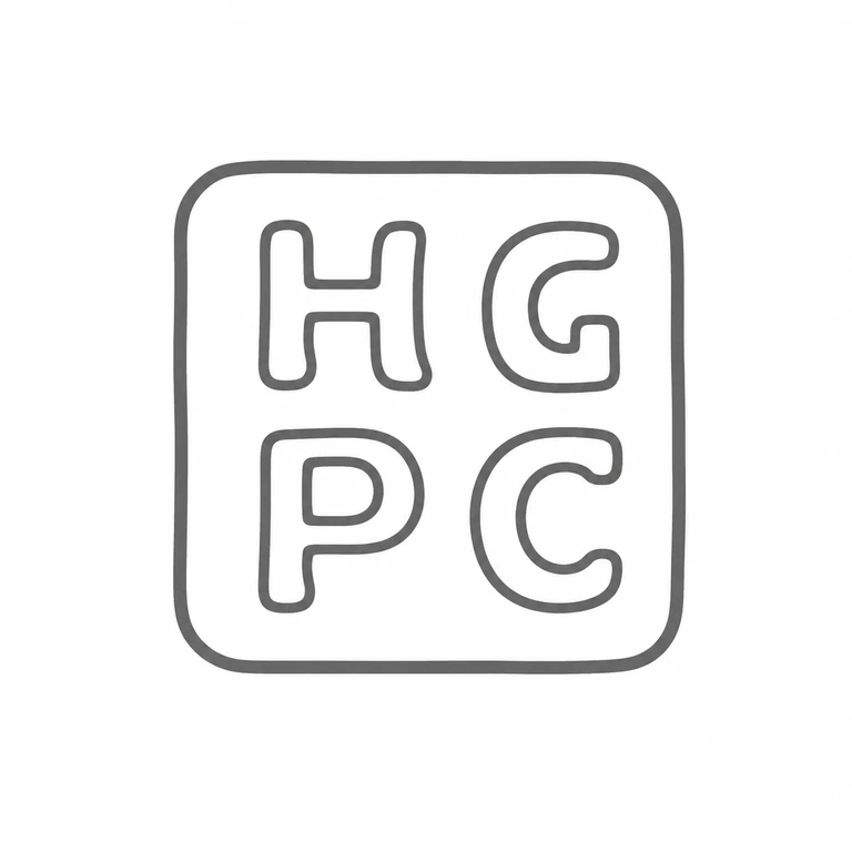 Gilling & Clerc (Henry Slader Gilling & Peter Clerc): The square stamp preserves its two-by-two HG/PC arrangement and rounded-square outer boundary; line reconstruction.