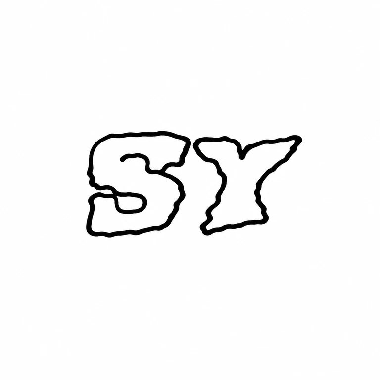 Samuel Yeomans: The two large adjoining character forms retain their left-to-right order and visibly irregular contours; no border is introduced. line reconstruction.