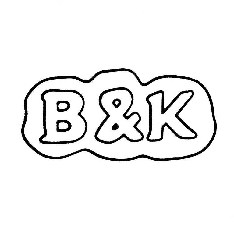 Brown & Knell Ltd: The linked three-lobed enclosure and B, ampersand, K sequence follow the visible source geometry and order. line reconstruction.