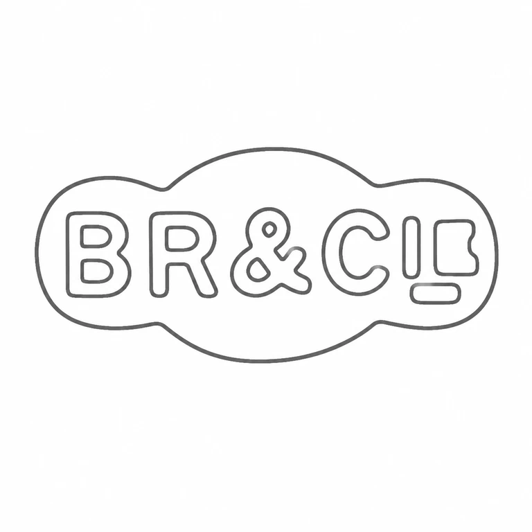 Boucheron, Radius & Compagnie: The lobed horizontal border and the source-visible character run, including the central ampersand and terminal small forms, are retained left to right. line reconstruction.