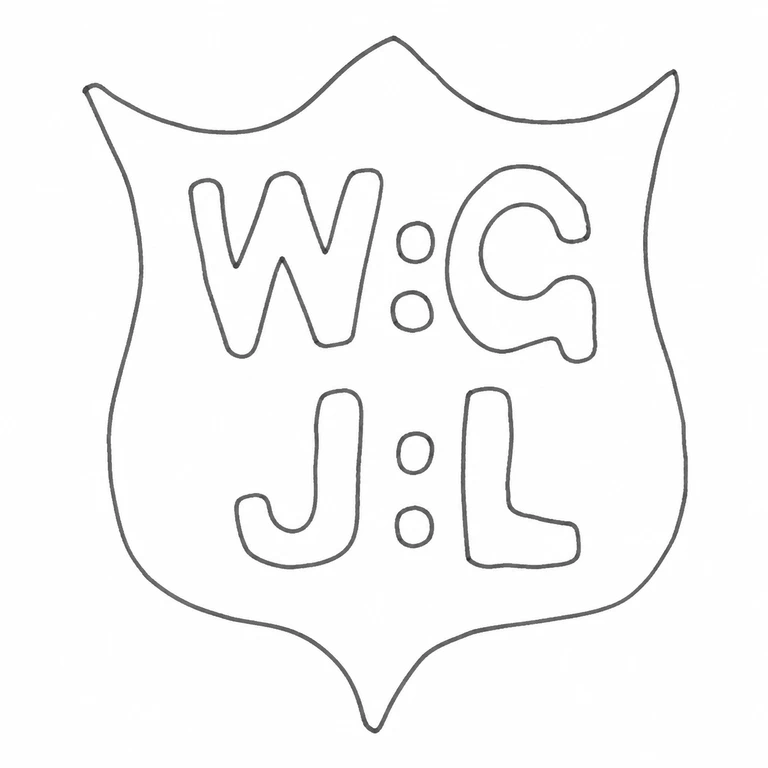 Goldsmiths & Silversmiths Co (William Gibson & John Lawrence Langman): Two-line W:G / J:L layout, paired separators, and pointed shield outline are retained; line reconstruction.