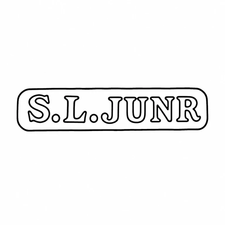 S L Junr: The left-to-right letter sequence, two visible separator points, and long rounded rectangular cartouche are retained without reversal. line reconstruction.