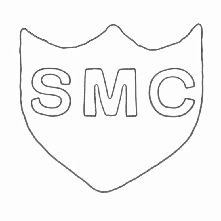 Sheila M Caro: SMC is retained in the source-supported shield with its distinct curved, notched upper edge and pointed lower end; line reconstruction.
