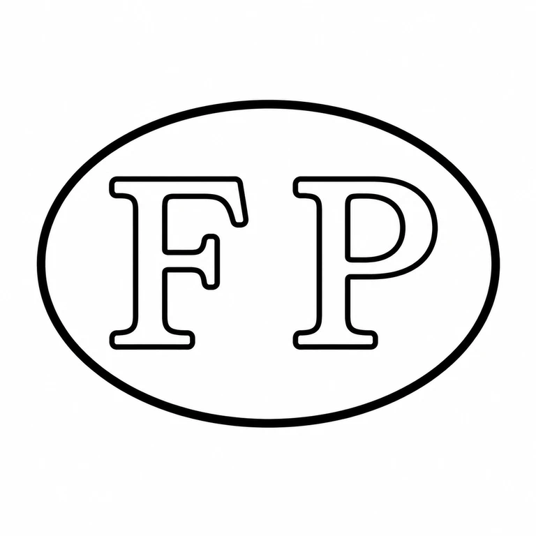 Petitpierre & Co: The horizontal oval border and the two upright, left-to-right letters are retained with a clean white field and uniform black line treatment. line reconstruction.