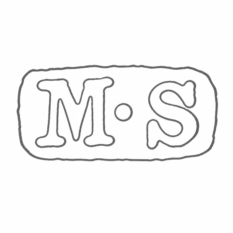 Michael Starkey: The M, central dot, and S, together single rounded rectangular border, match the visible mark structure; line reconstruction.