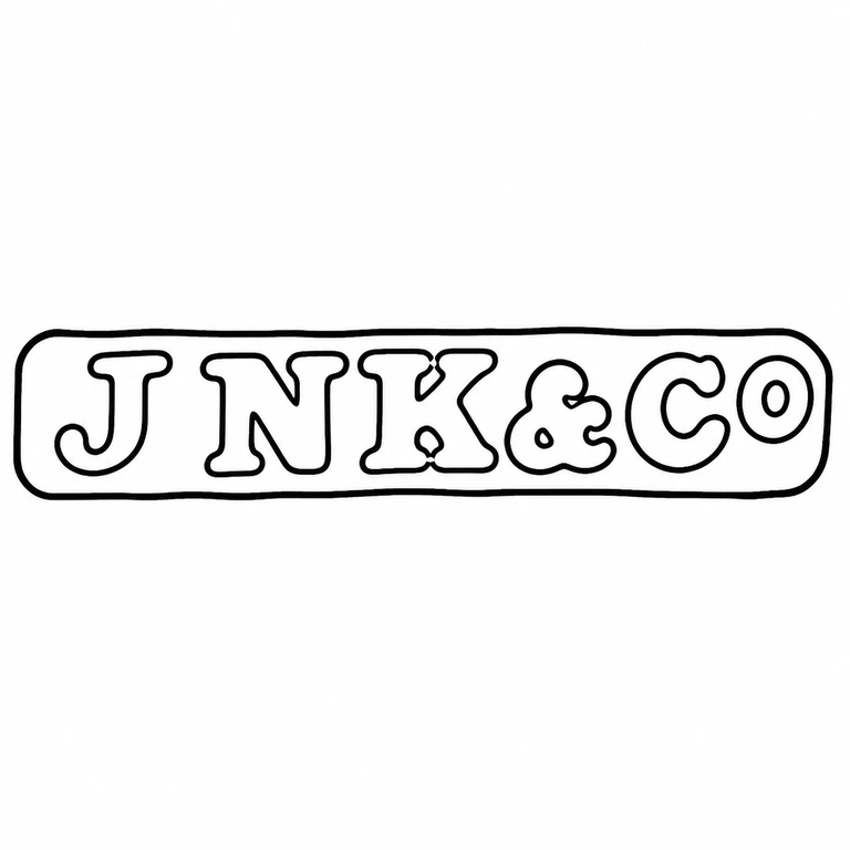 J N Kuhn & Co: The full left-to-right run of letters, ampersand-like device, terminal two-letter group, and single long rounded cartouche are retained. line reconstruction.