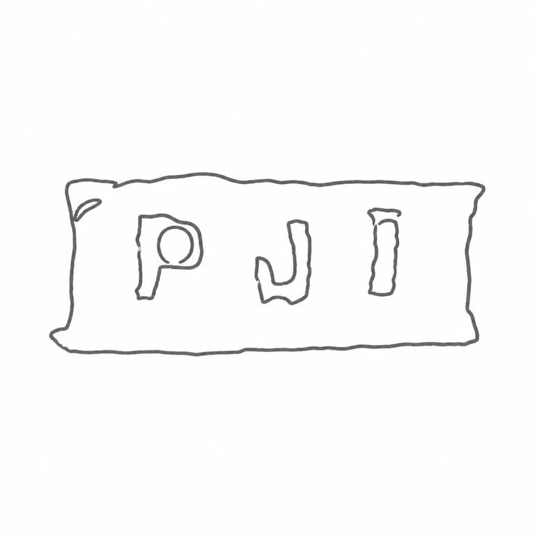 P J I: The elongated rectangle and three internal upright forms are retained in the photographed order; the small left-edge irregularity is carried conservatively. line reconstruction.