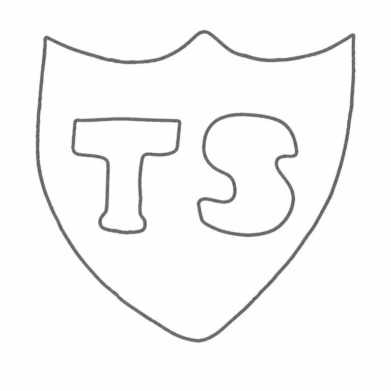 T S: Shield cartouche and upright TS pair are retained; line reconstruction.