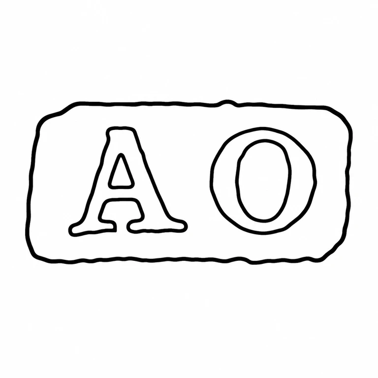 Alexander Osborne: The two capital letters remain in the observed left-to-right order within the single rectangular cartouche, including the visible interior counters. line reconstruction.