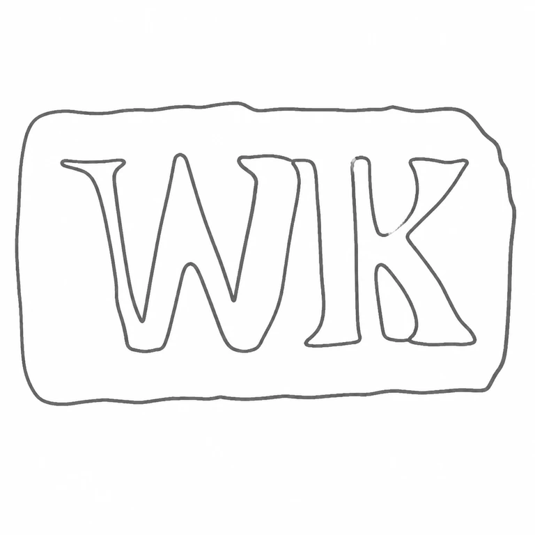W K: The W and K remain in the source order within the same single rounded rectangular punch; line reconstruction.