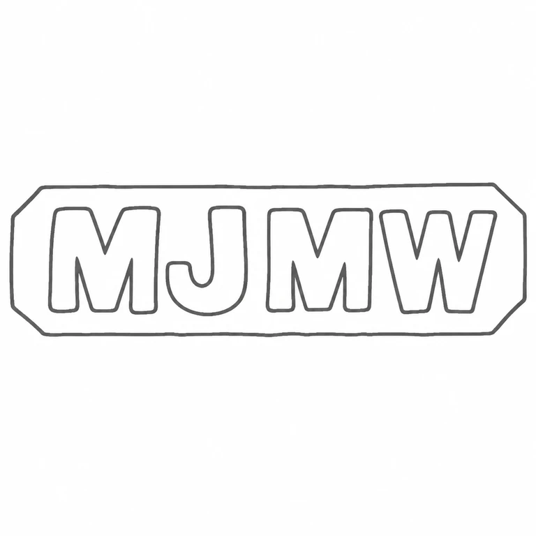 M J M W: M J M W clipped-corner enclosing cartouche are retained in the source sequence; line reconstruction.