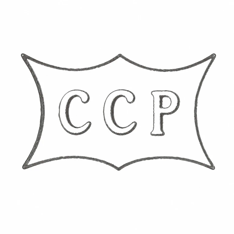 C C P: C C P symmetric waisted cartouche match the visible source arrangement; line reconstruction.